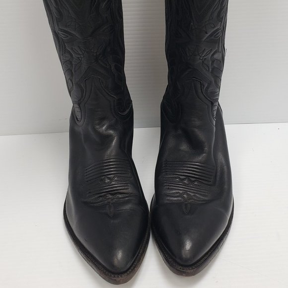 Larry Mahan Shoes Larry Mahan Western Cowboy Black Leather Pull On